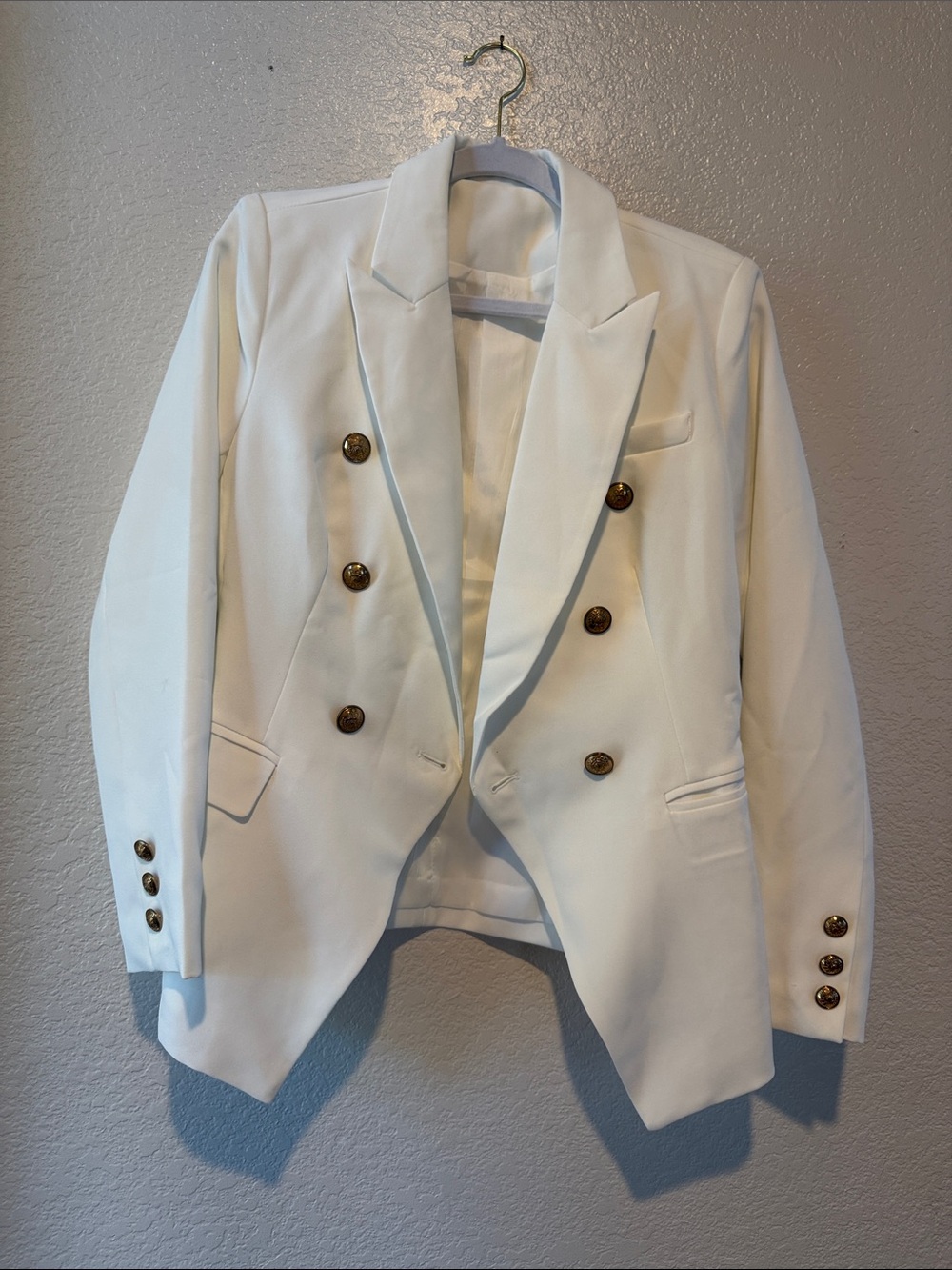 White Double-Breasted Women's Blazer Jacket